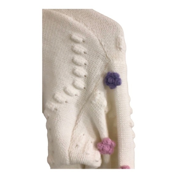 Jessica Simpson cream embroidery applique cable knit cardigan sweater size Small - Picture 5 of 11